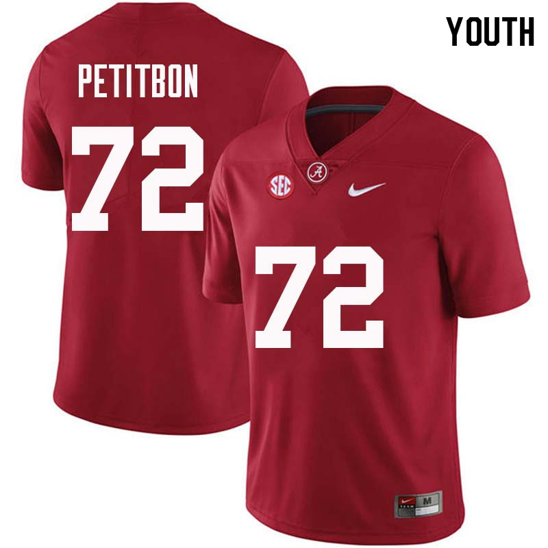 Youth #72 Richie Petitbon Alabama Crimson Tide College Football Jerseys Sale-Crimson